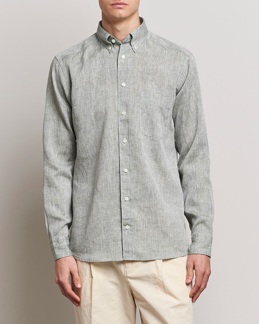 Herre | Skjorter | Eton | Slim Fit Linen Shirt Green