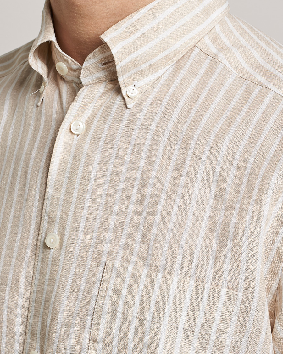 Herre | Skjorter | Eton | Slim Fit Striped Linen Shirt Brown