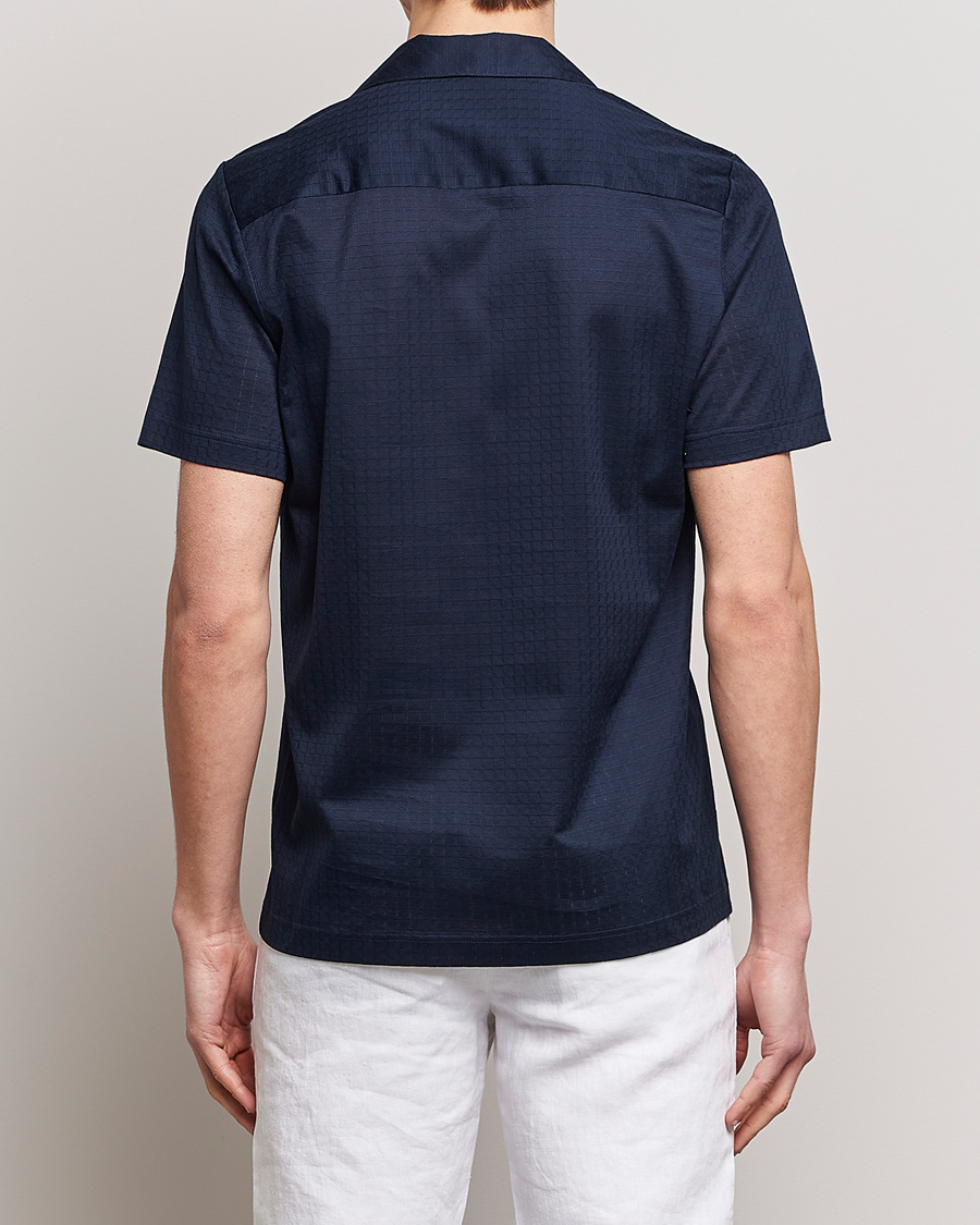 Herre | Pikéer | Eton | Filo Di Scozia Open Collor Shirt Navy Blue