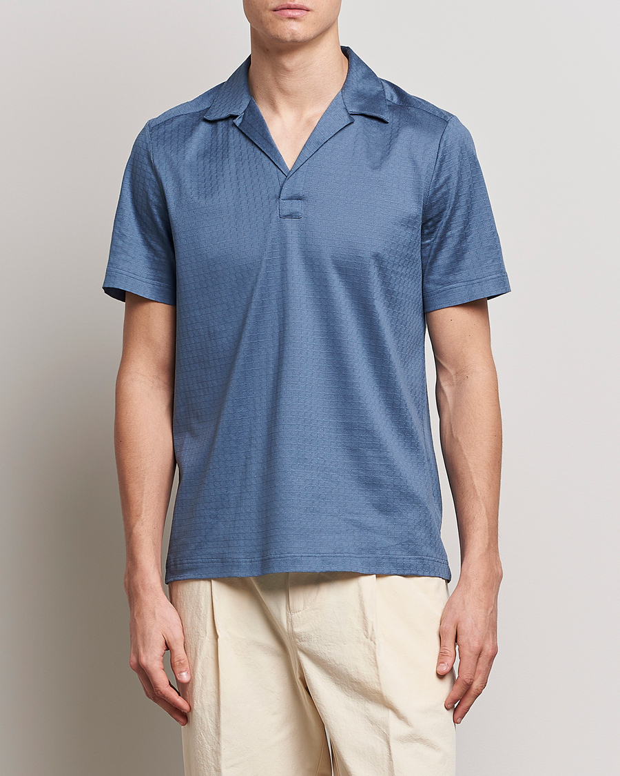 Herre | Pikéer | Eton | Filo Di Scozia Open Collor Shirt Light Blue