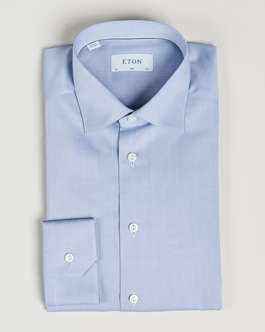 Herre | Skjorter | Eton | Fine Pique Shirt Light blue