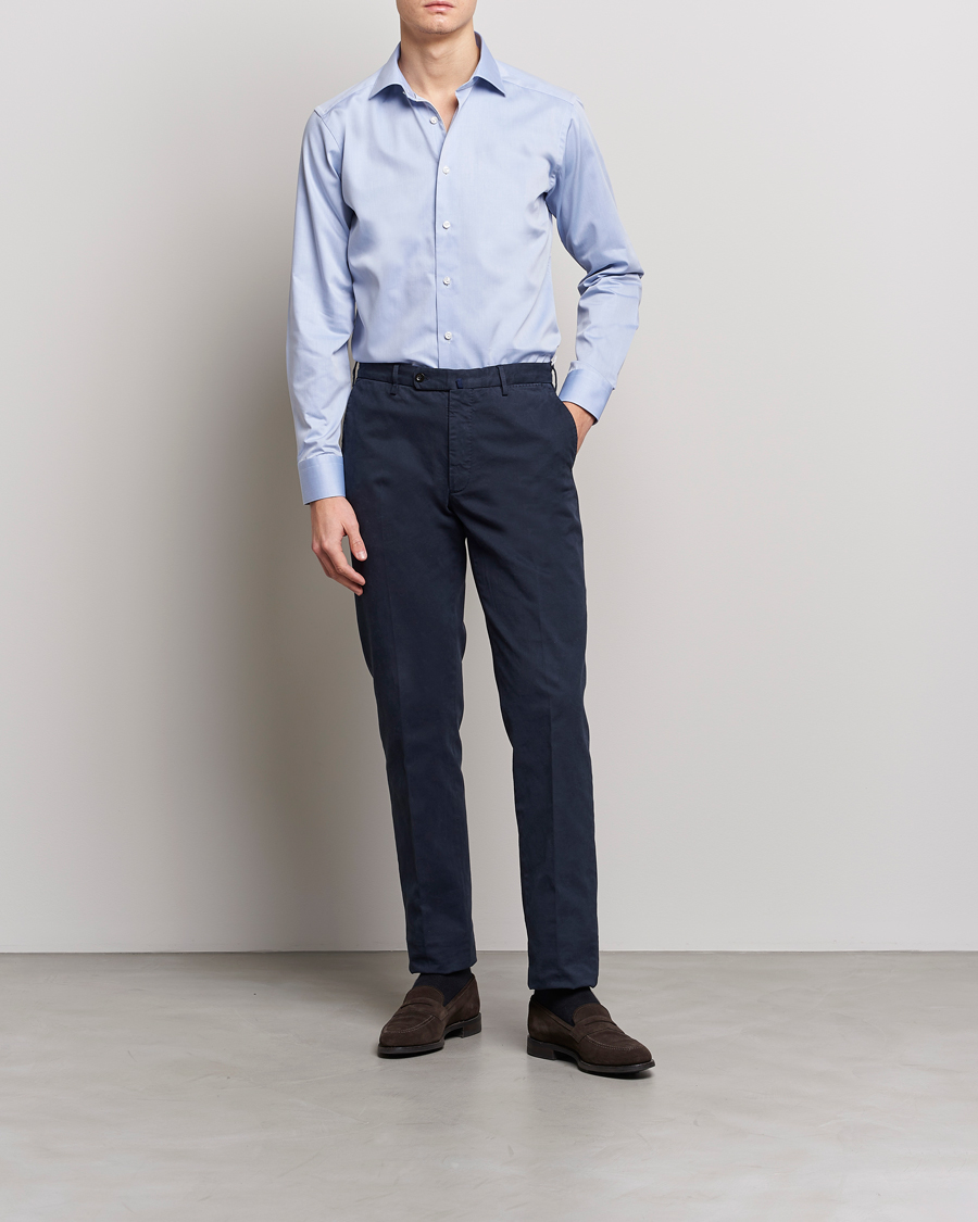 Herre | Skjorter | Eton | Fine Pique Shirt Light blue