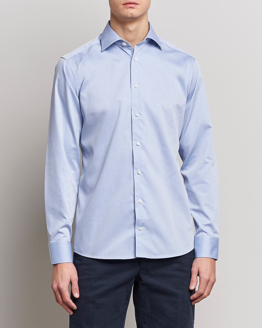 Herre |  | Eton | Fine Pique Shirt Light blue