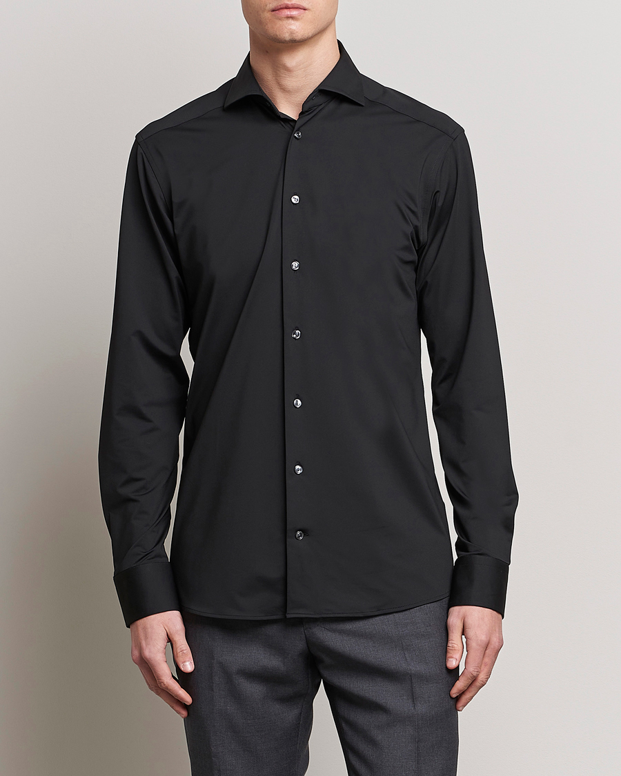 Herre | Skjorter | Eton | Slim Fit Four Way Stretch Shirt Black