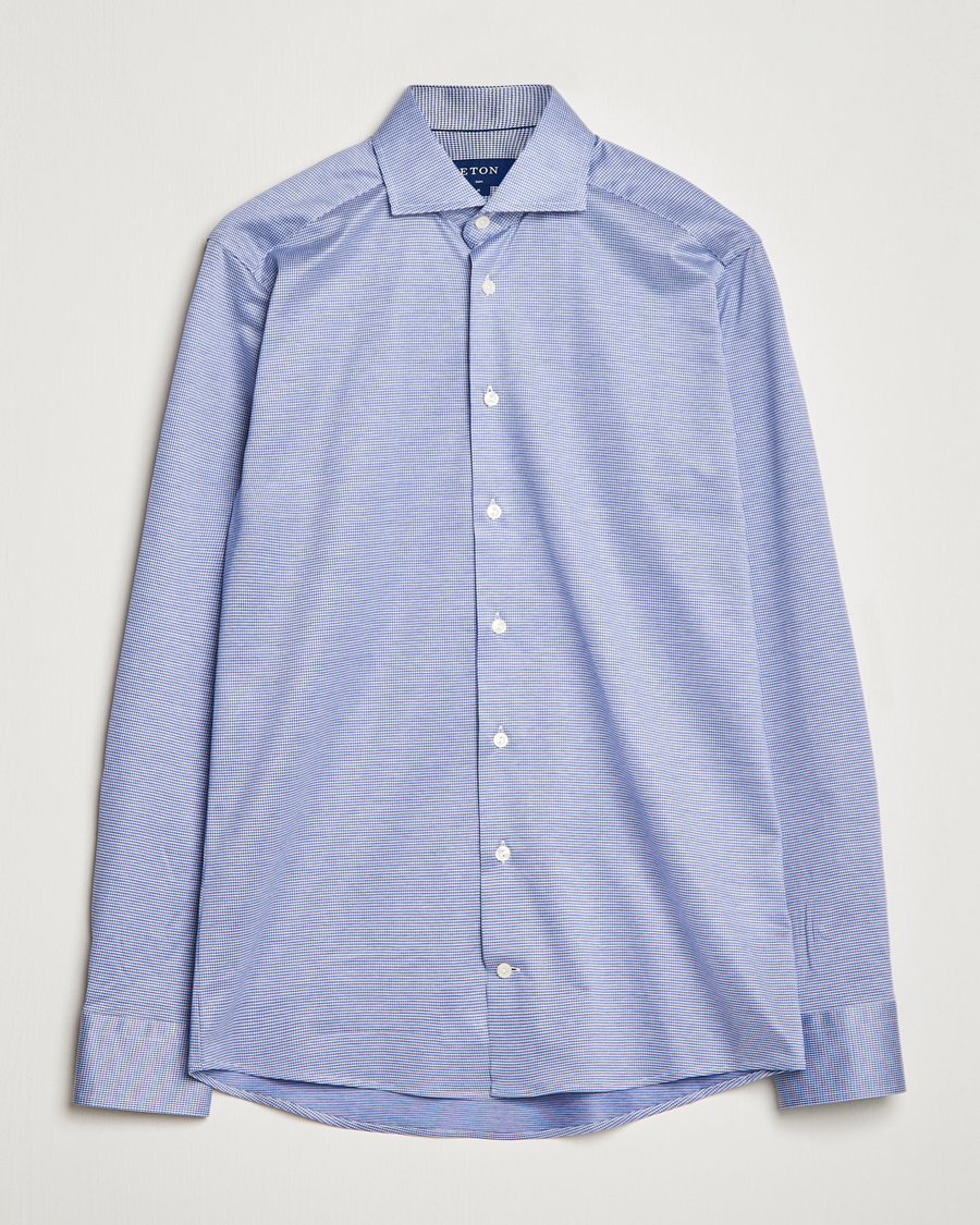 Herre | Skjorter | Eton | Filo Di Scozia King Knit Shirt Mid Blue
