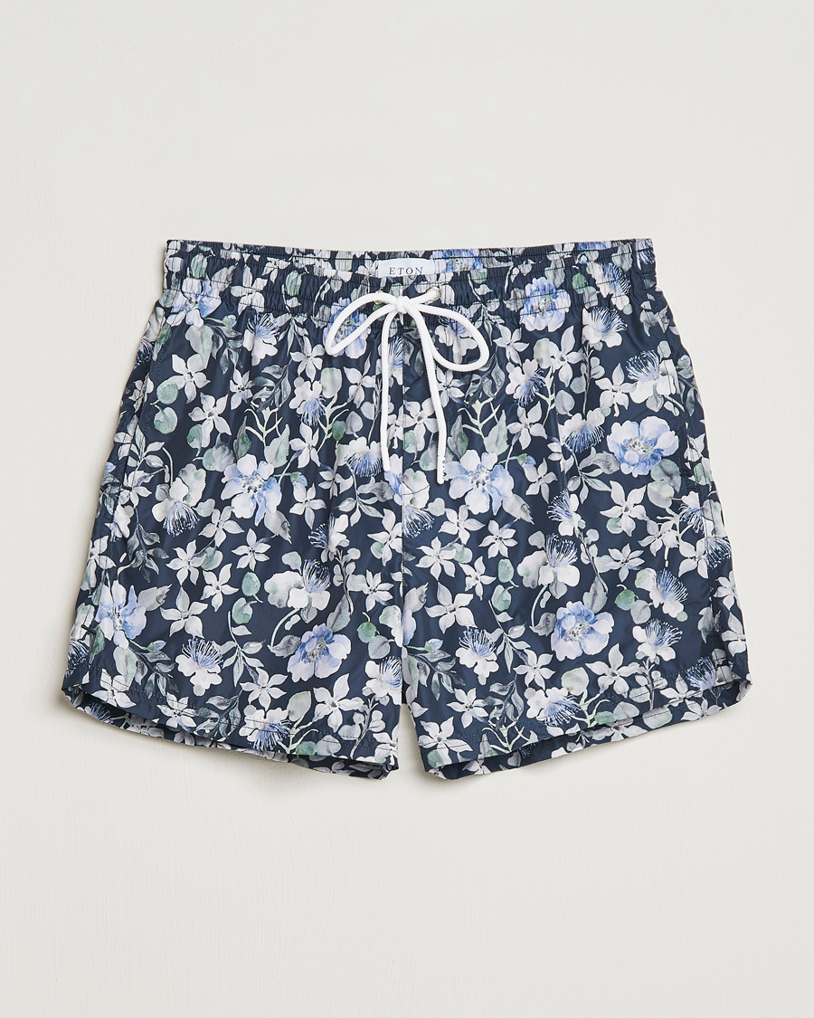Herre | Badeshorts | Eton | Floral Swim Shorts Navy Blue