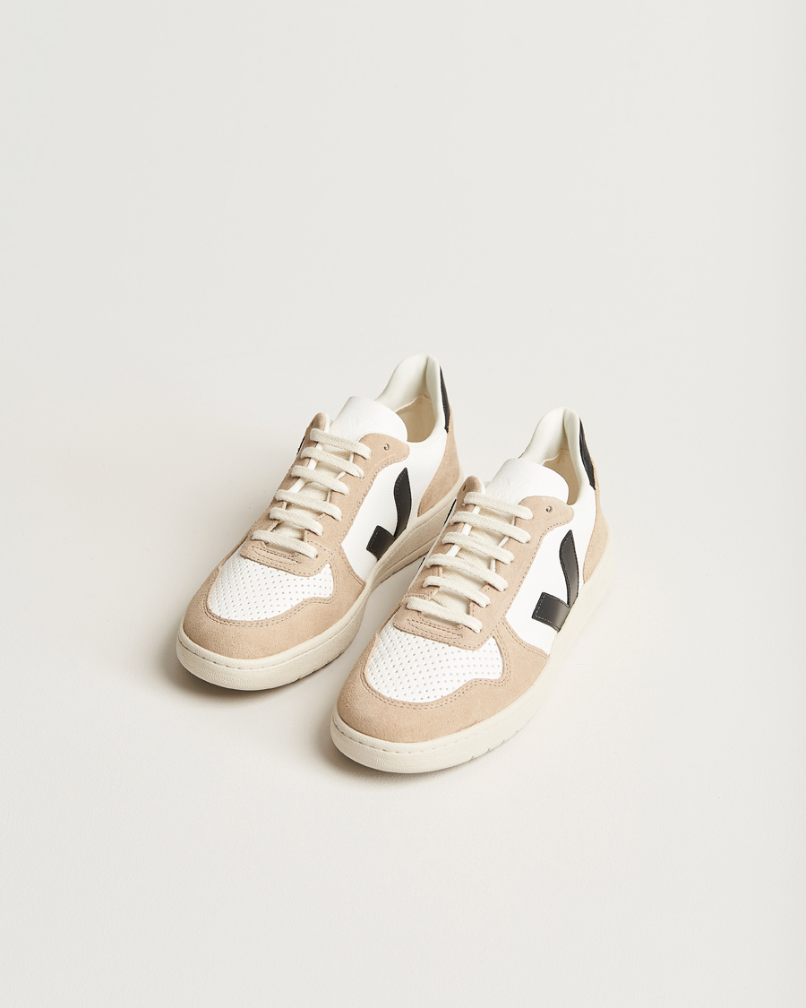 Herre | Sko i mokka | Veja | V-10 Chromefree Leather Extra White/Black Sahara