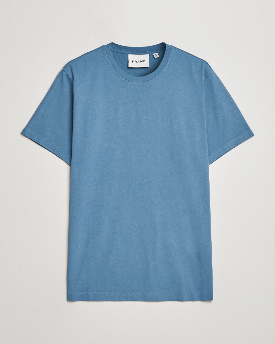 Herre | T-Shirts | FRAME | Logo T-Shirt Grey Blue