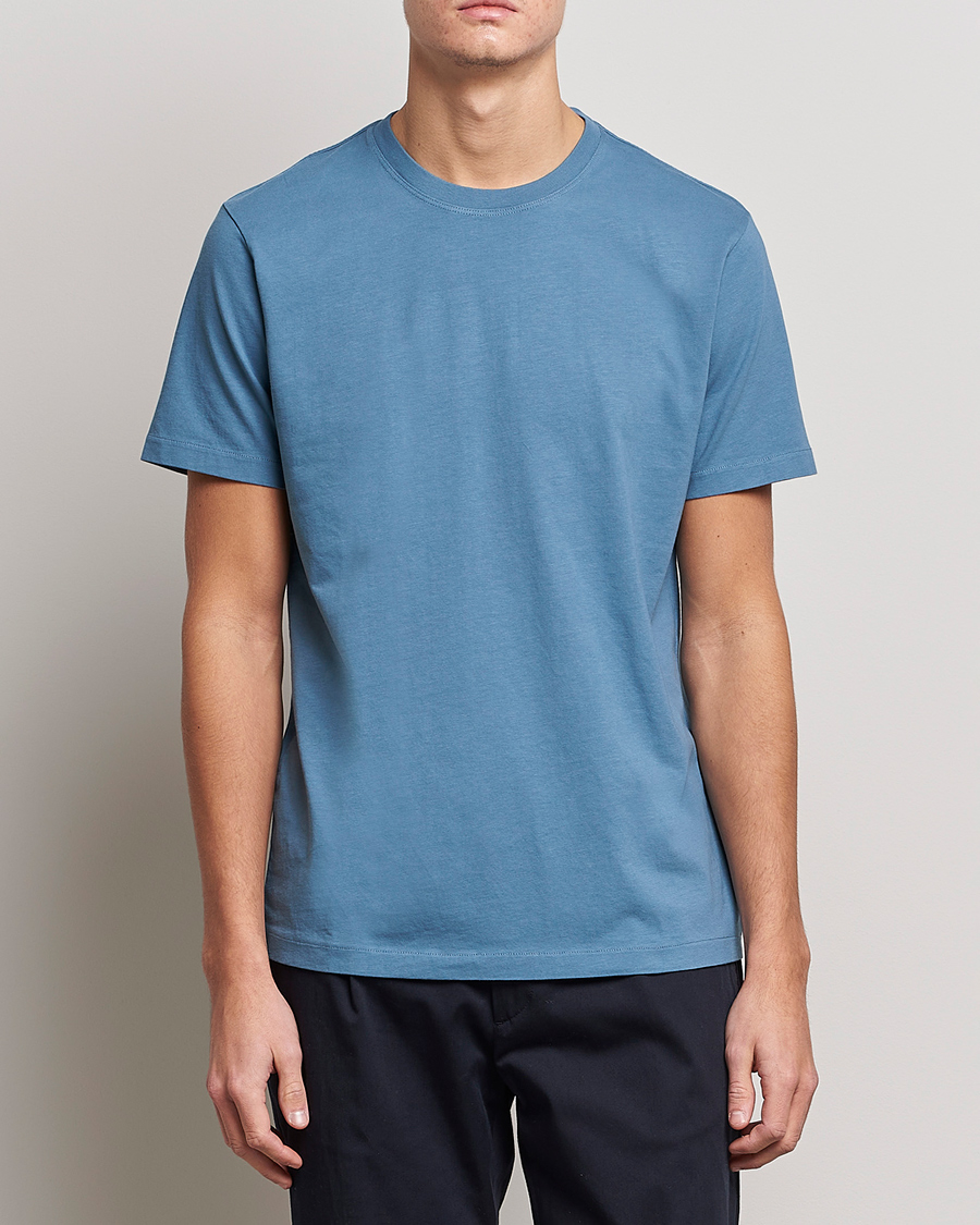 Herre | T-Shirts | FRAME | Logo T-Shirt Grey Blue