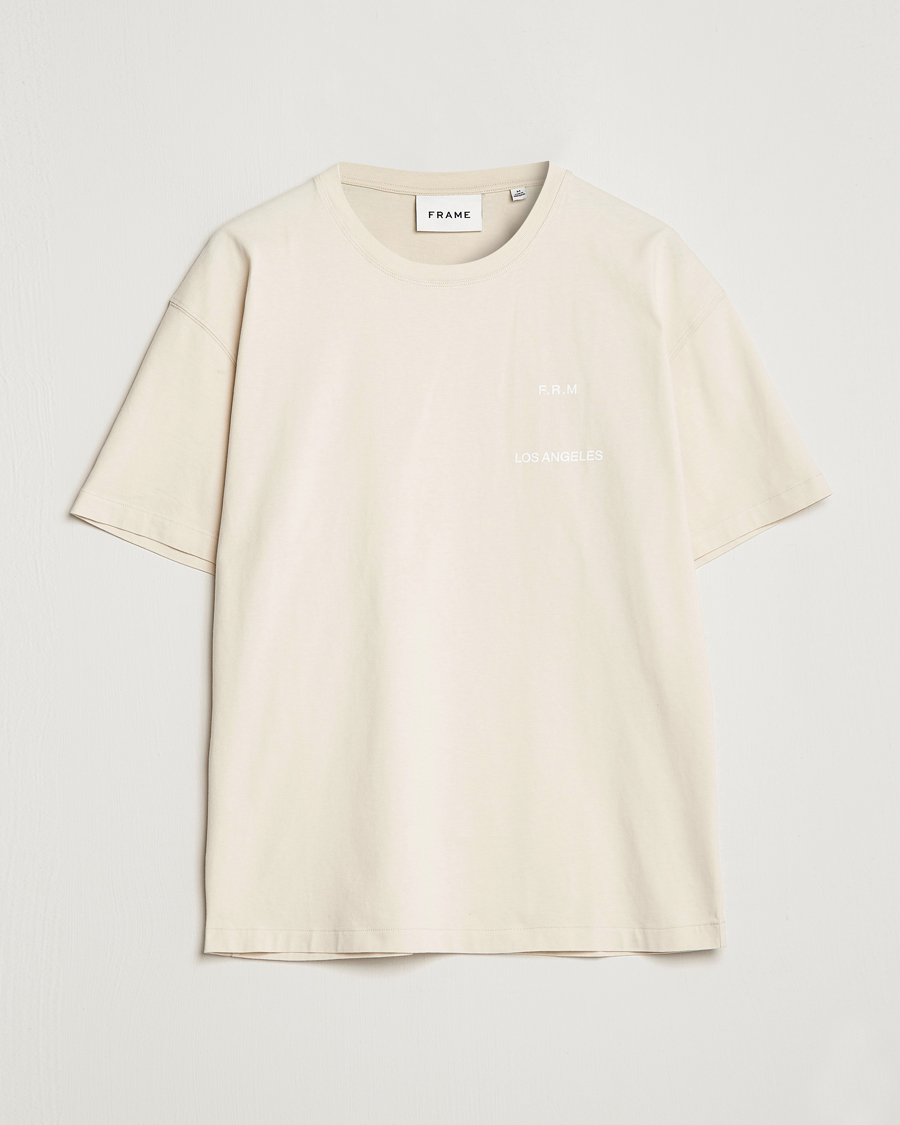 Herre | T-Shirts | FRAME | Logo Print T-Shirt White Beige