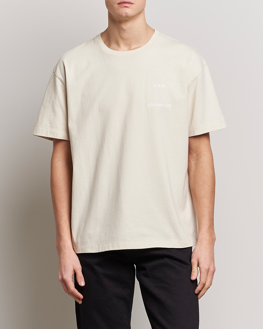 Herre | T-Shirts | FRAME | Logo Print T-Shirt White Beige