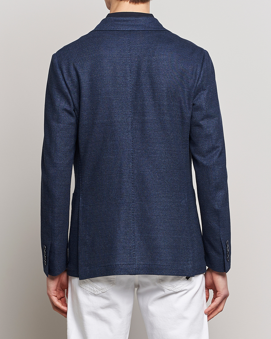 Herre | Dressjakker | Canali | Linen/Cotton Jersey Blazer Dark Blue