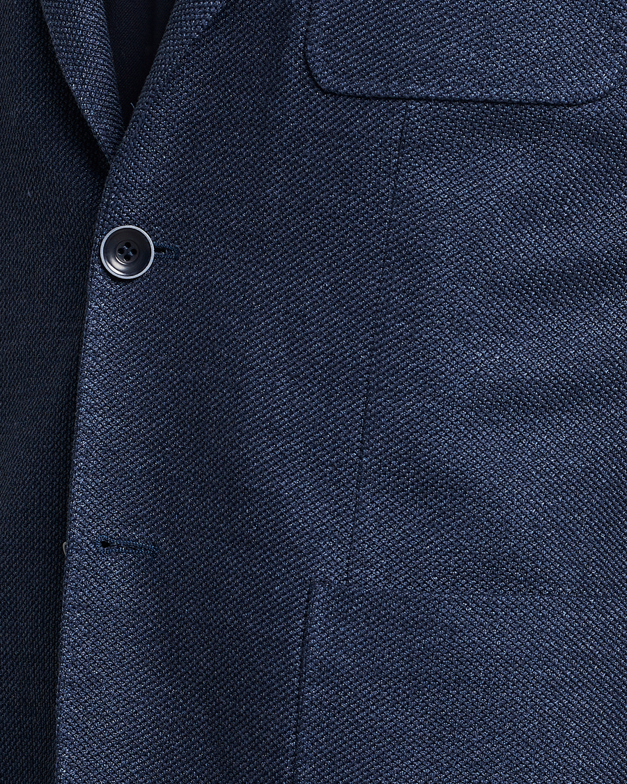 Herre | Dressjakker | Canali | Linen/Cotton Jersey Blazer Dark Blue