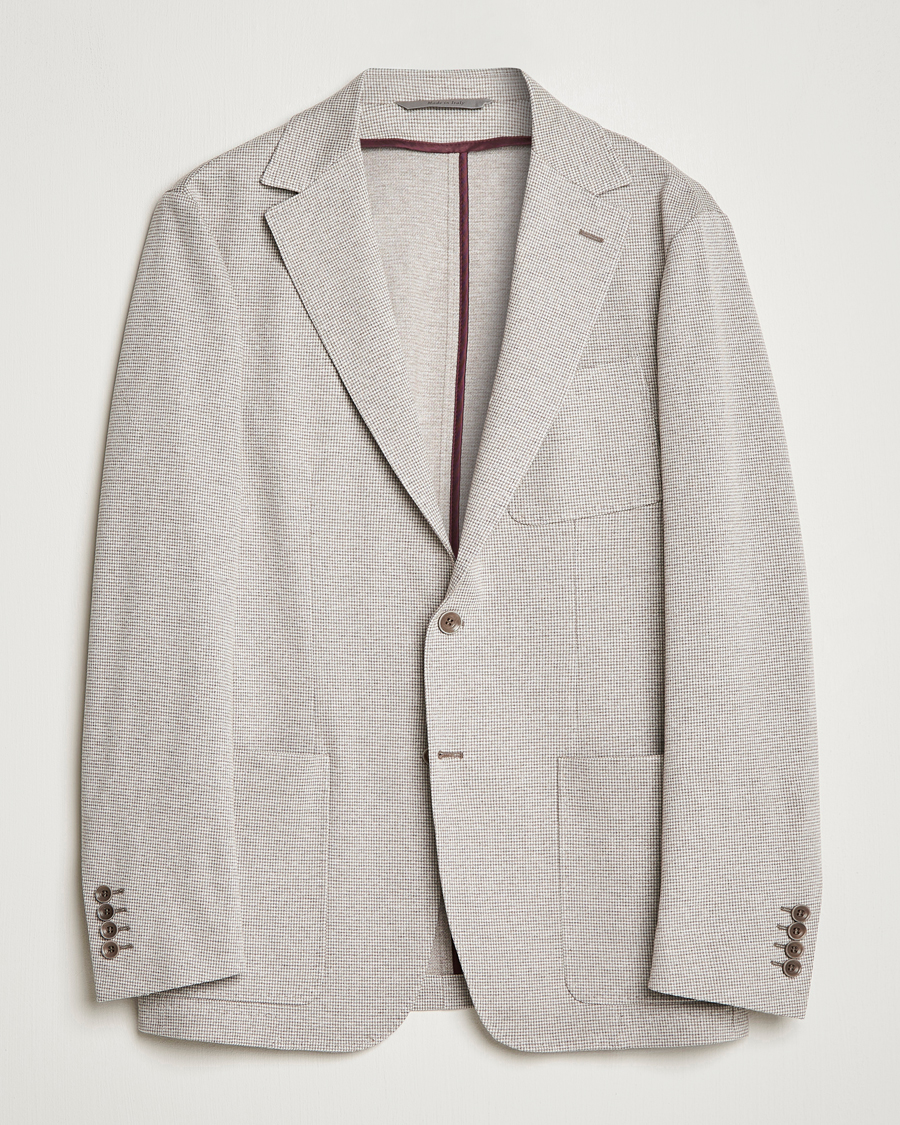 Herre | Dressjakker | Canali | Houndstooth Jersey Blazer Beige