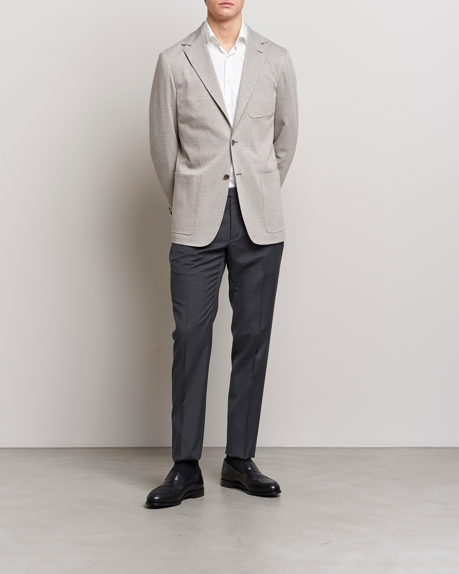 Herre | Dressjakker | Canali | Houndstooth Jersey Blazer Beige
