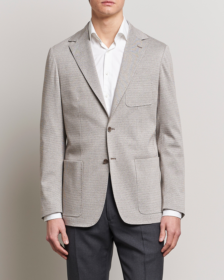 Herre |  | Canali | Houndstooth Jersey Blazer Beige