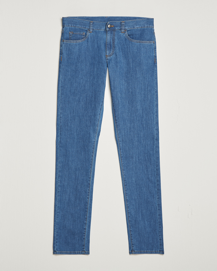Herre | Jeans | Canali | Slim Fit Soft Denim Jeans Blue Wash