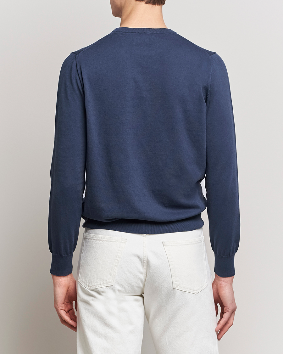 Herre | Gensere | Canali | Cotton Crew Neck Pullover Steel Blue