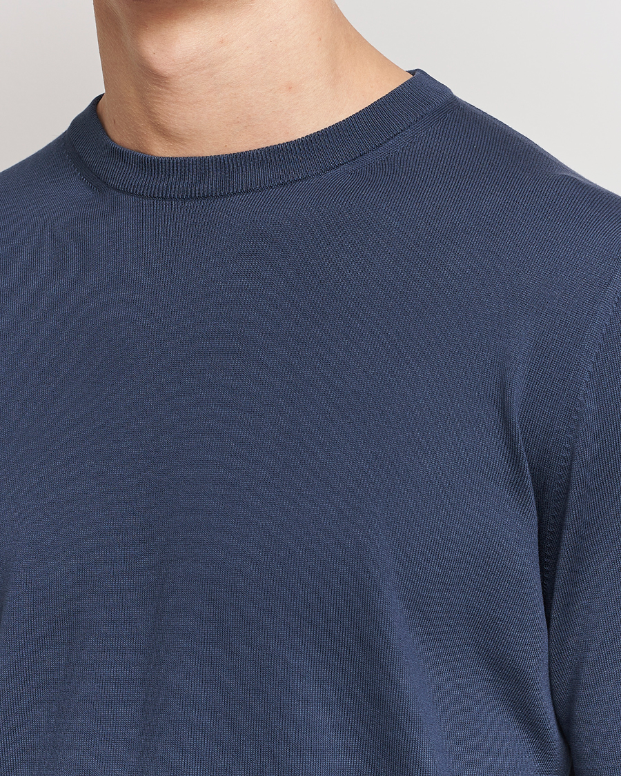 Herre | Gensere | Canali | Cotton Crew Neck Pullover Steel Blue