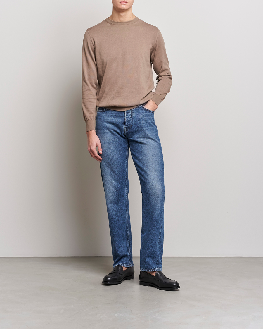 Herre | Gensere | Canali | Cotton Crew Neck Pullover Brown