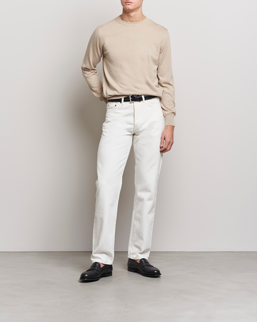 Herre | Gensere | Canali | Cotton Crew Neck Pullover Beige