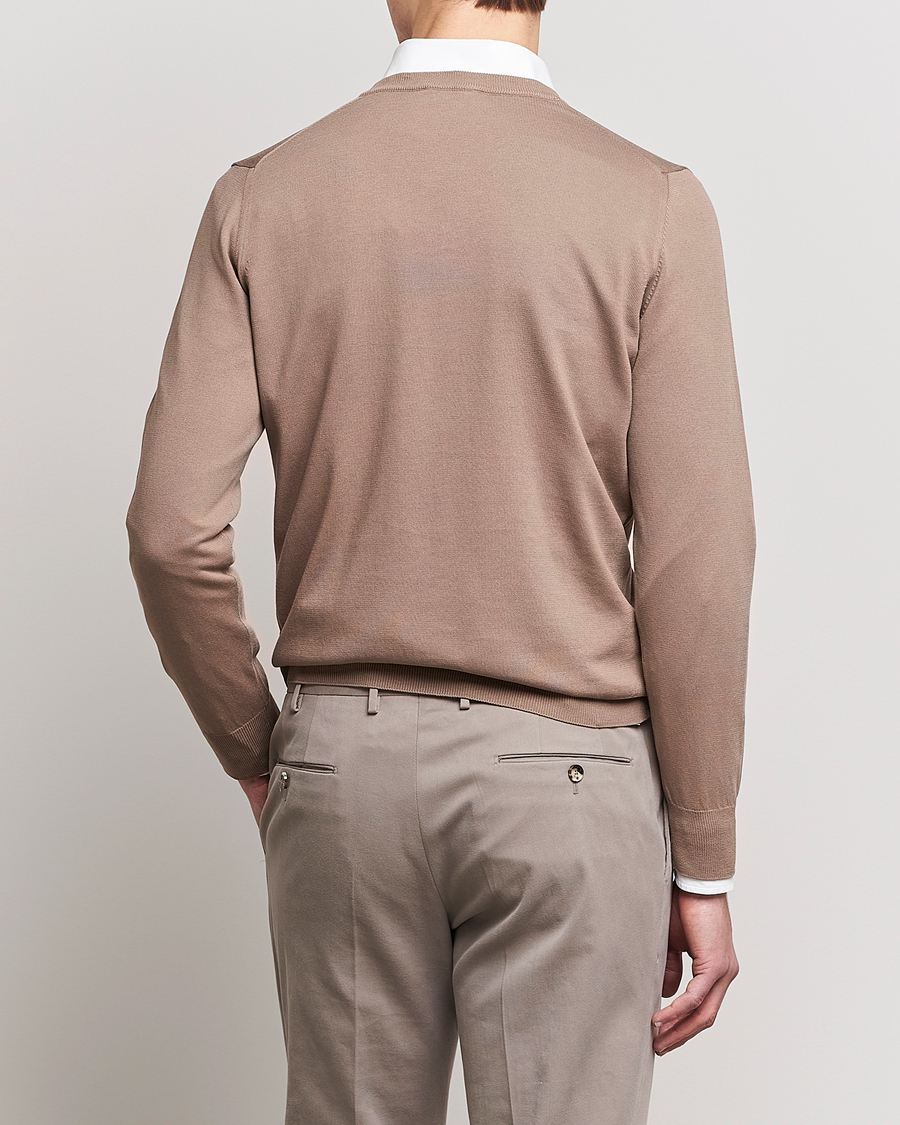 Herre | Gensere | Canali | Cotton V-Neck Pullover Brown