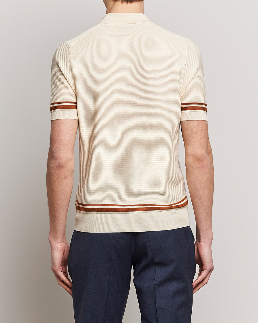 Herre | Gensere | Canali | Short Sleeve Knitted Polo Beige