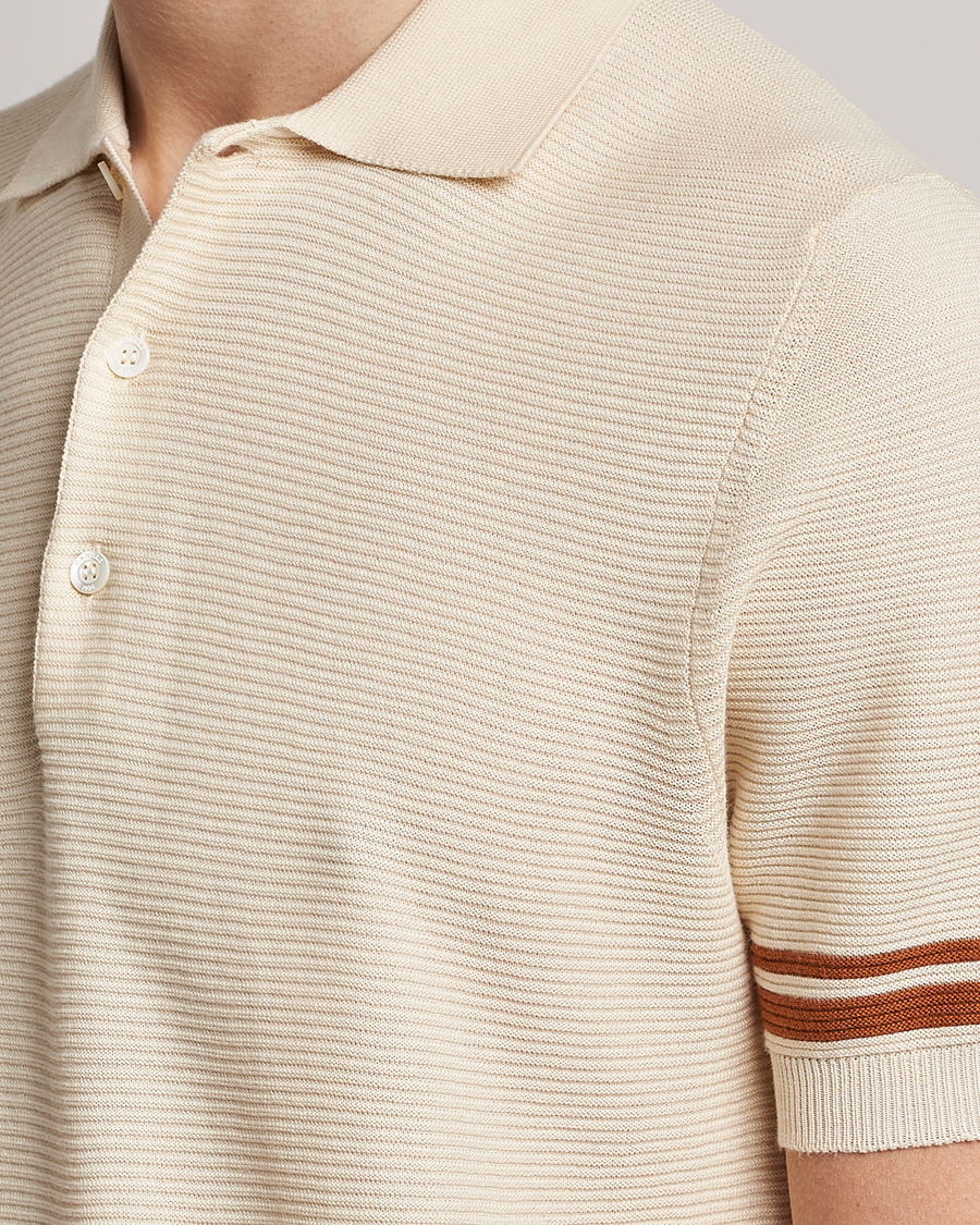 Herre | Gensere | Canali | Short Sleeve Knitted Polo Beige
