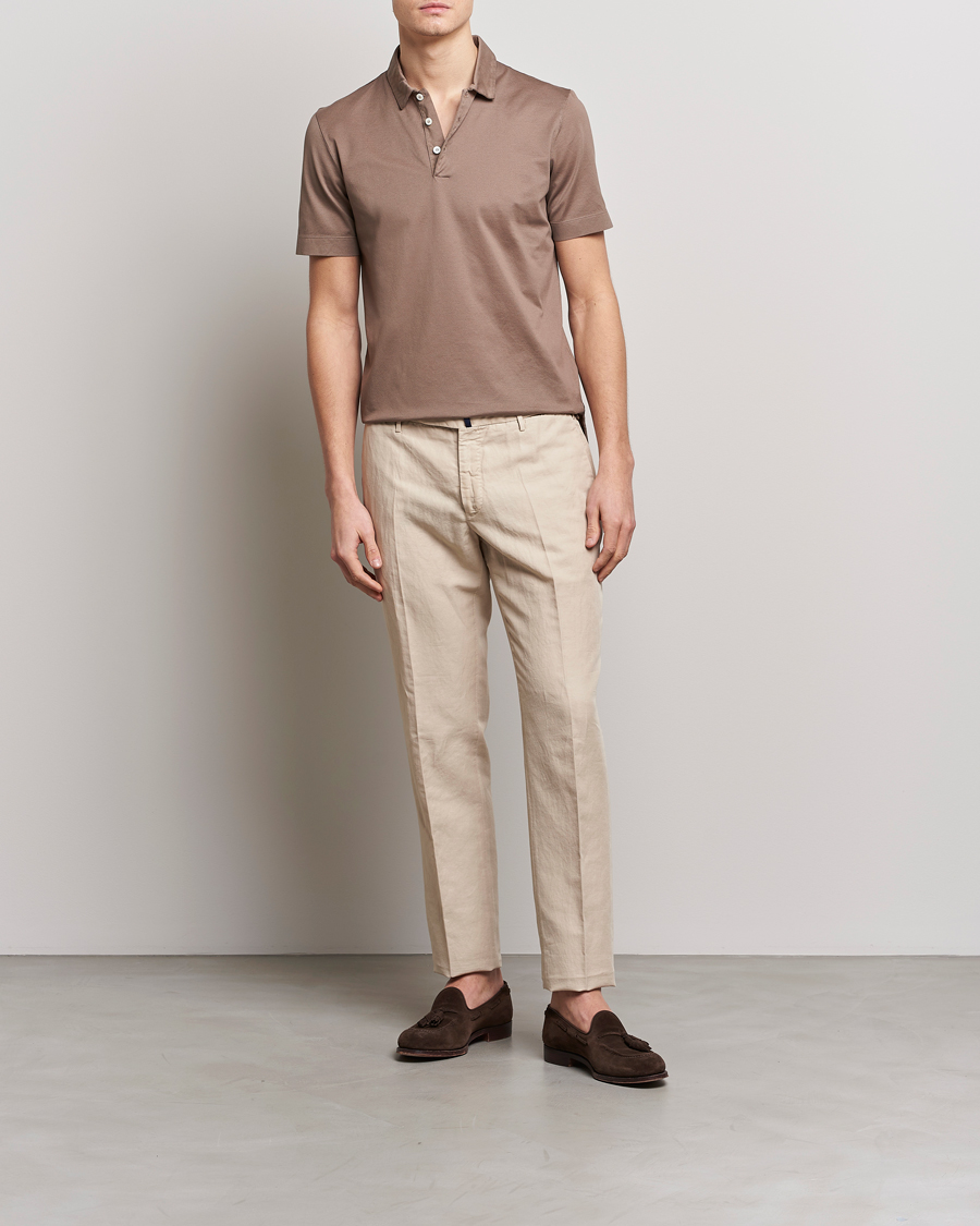 Herre | Pikéer | Canali | Short Sleeve Polo Pique Taupe