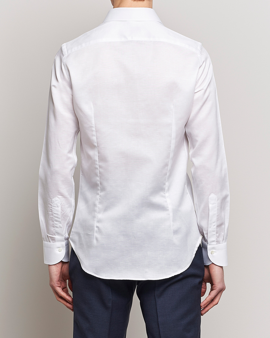 Herre | Skjorter | Canali | Slim Fit Linen Shirt White