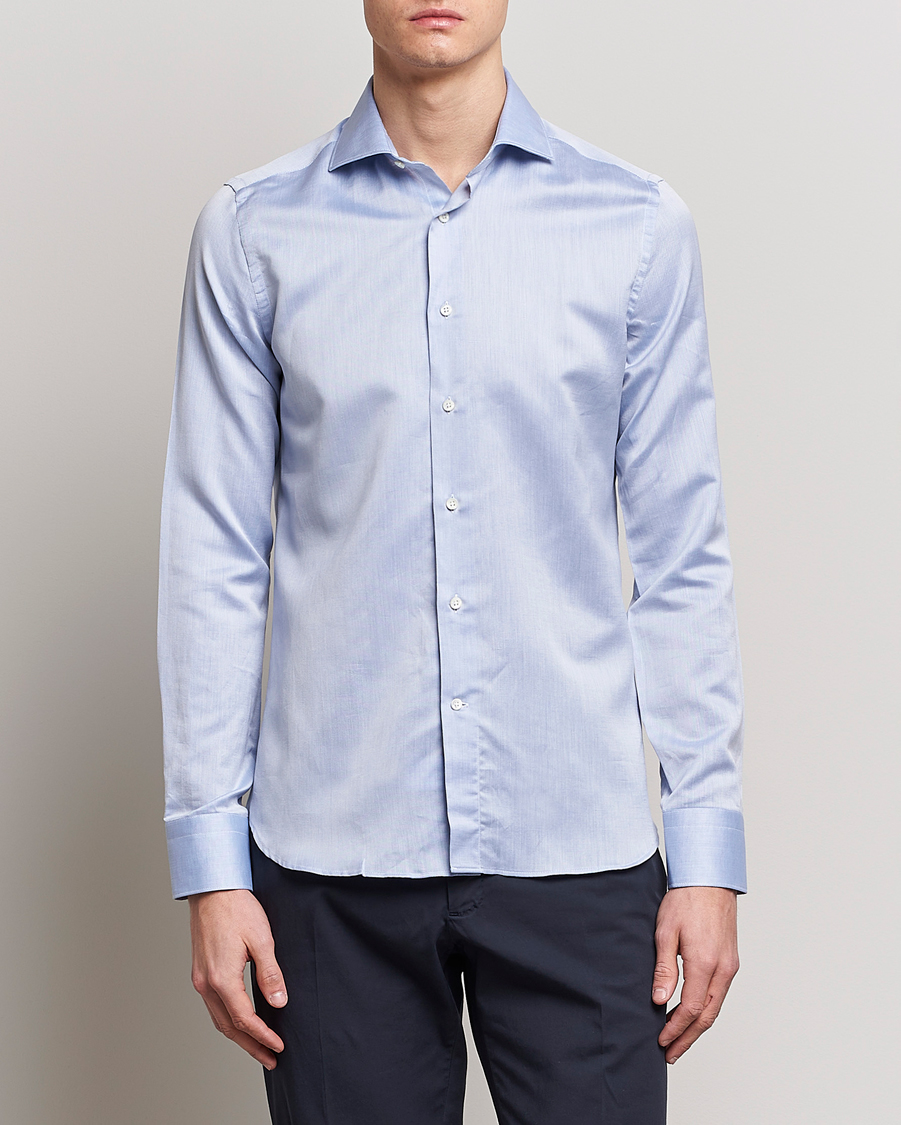 Herre | Canali | Canali | Slim Fit Linen Shirt Light Blue