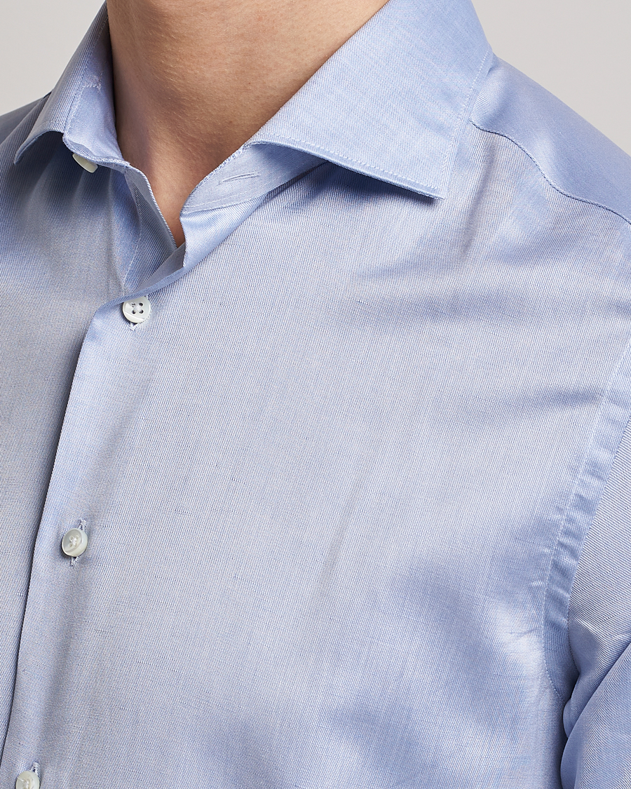 Herre | Skjorter | Canali | Slim Fit Linen Shirt Light Blue