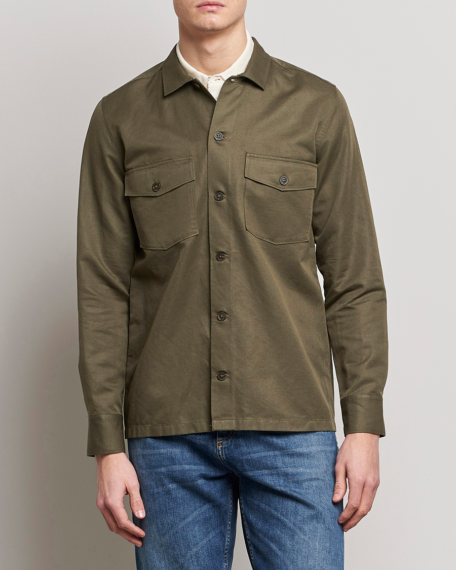 Herre | Skjorter | Canali | Safari Overshirt Olive