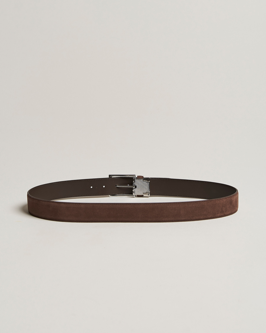Herre | | Canali | Classic Belt Dark Brown Suede