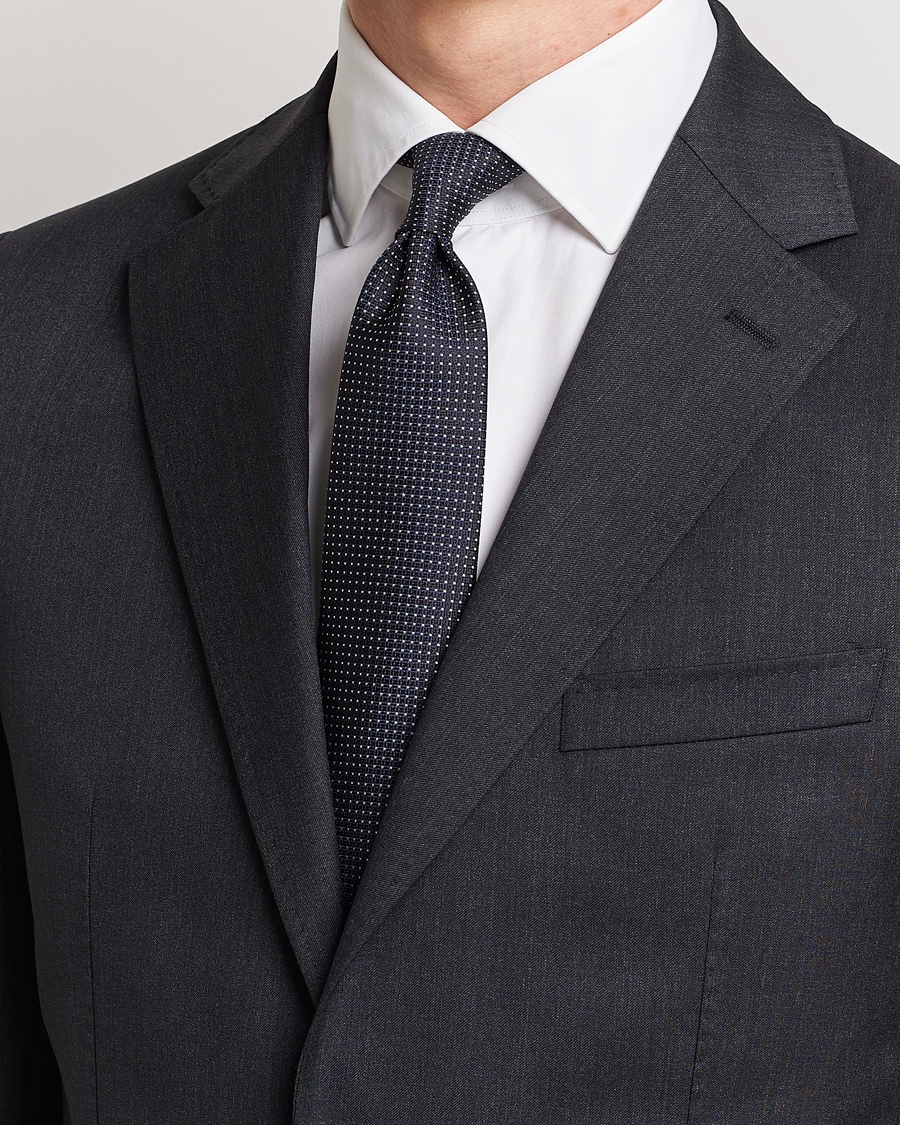 Herre | Canali Micro Jacquard Silk Tie Navy | Canali | Micro Jacquard Silk Tie Navy