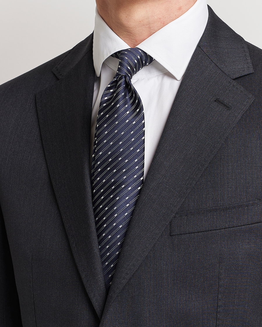 Herre | Canali | Canali | Micro Jacquard Silk Tie Navy