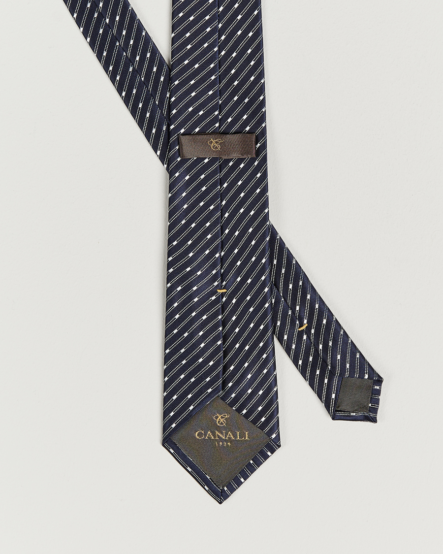 Herre | Canali Micro Jacquard Silk Tie Navy | Canali | Micro Jacquard Silk Tie Navy