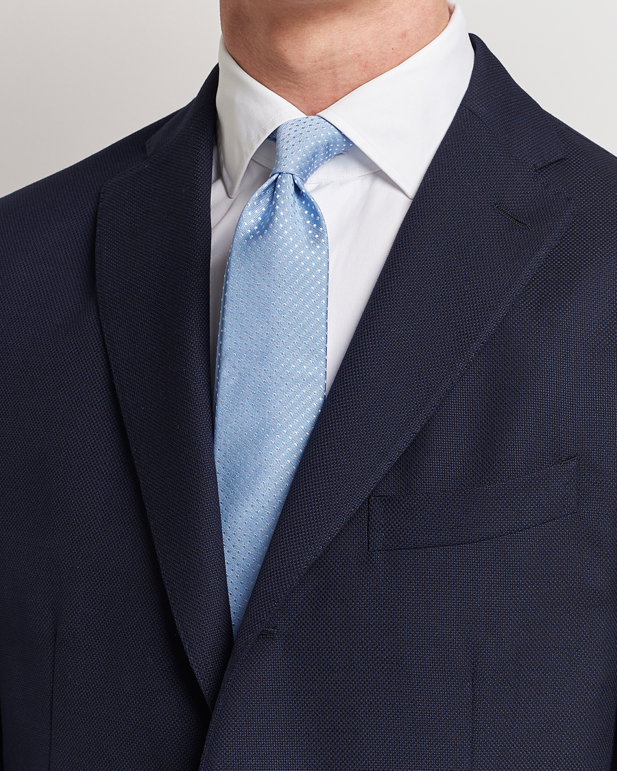 Herre |  | Canali | Micro Dot Silk Tie Light Blue