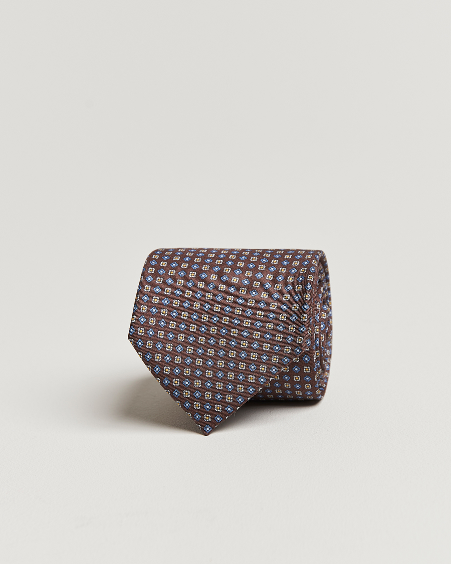 Herre | Canali Micro Pattern Printed Silk Tie Brown | Canali | Micro Pattern Printed Silk Tie Brown
