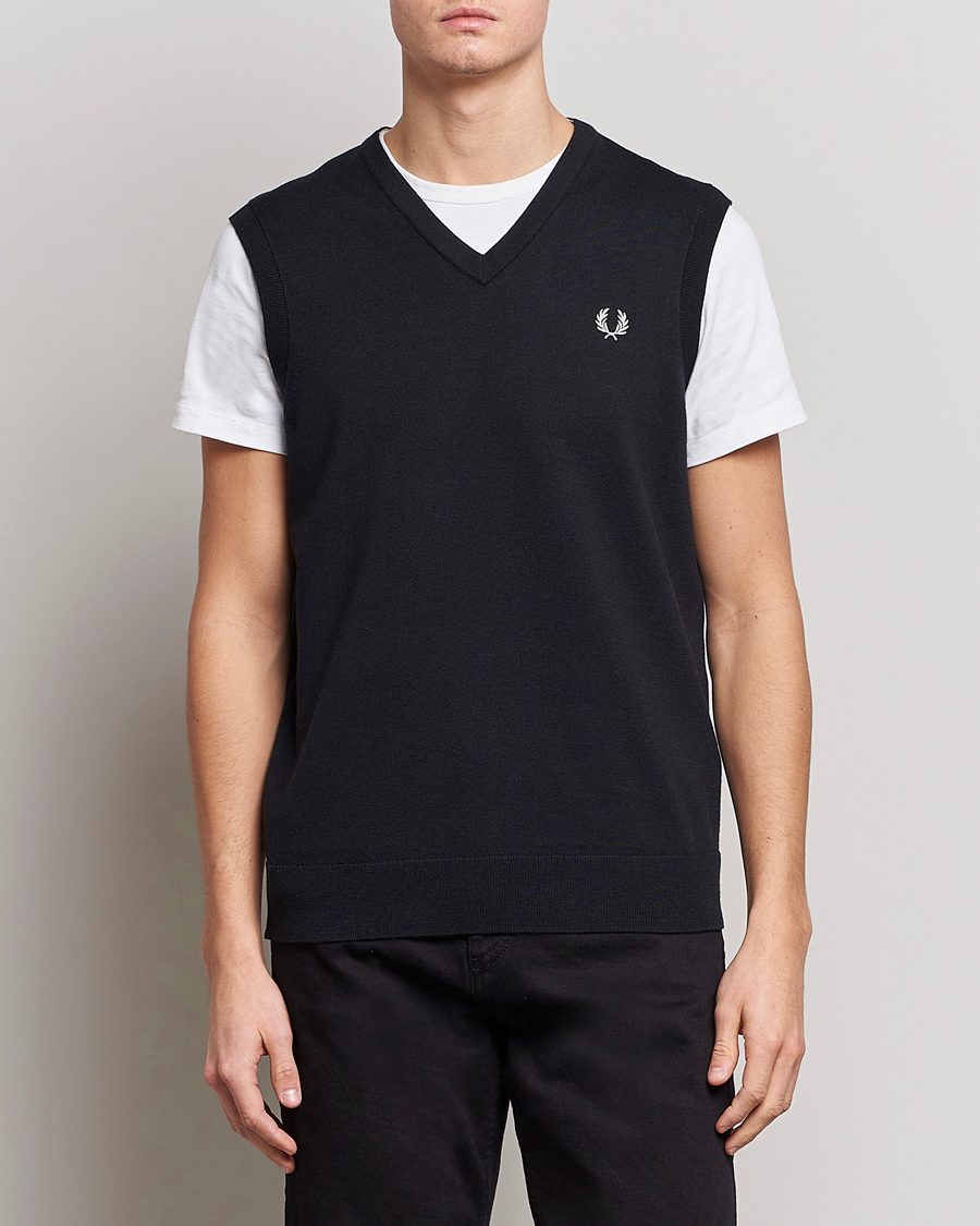 Herre | Gensere | Fred Perry | Classic V-Neck Tank Black