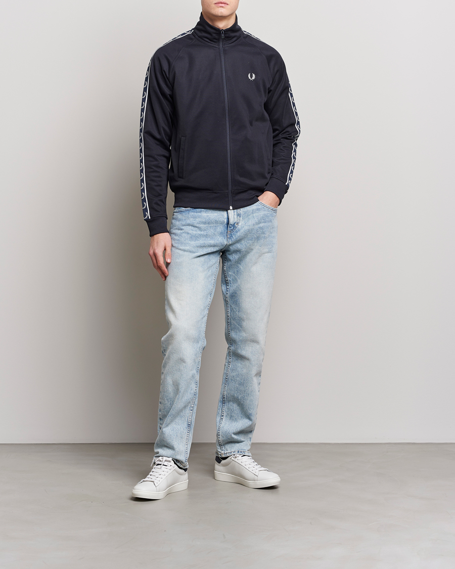 Herre | Gensere | Fred Perry | Taped Track Jacket Navy/White