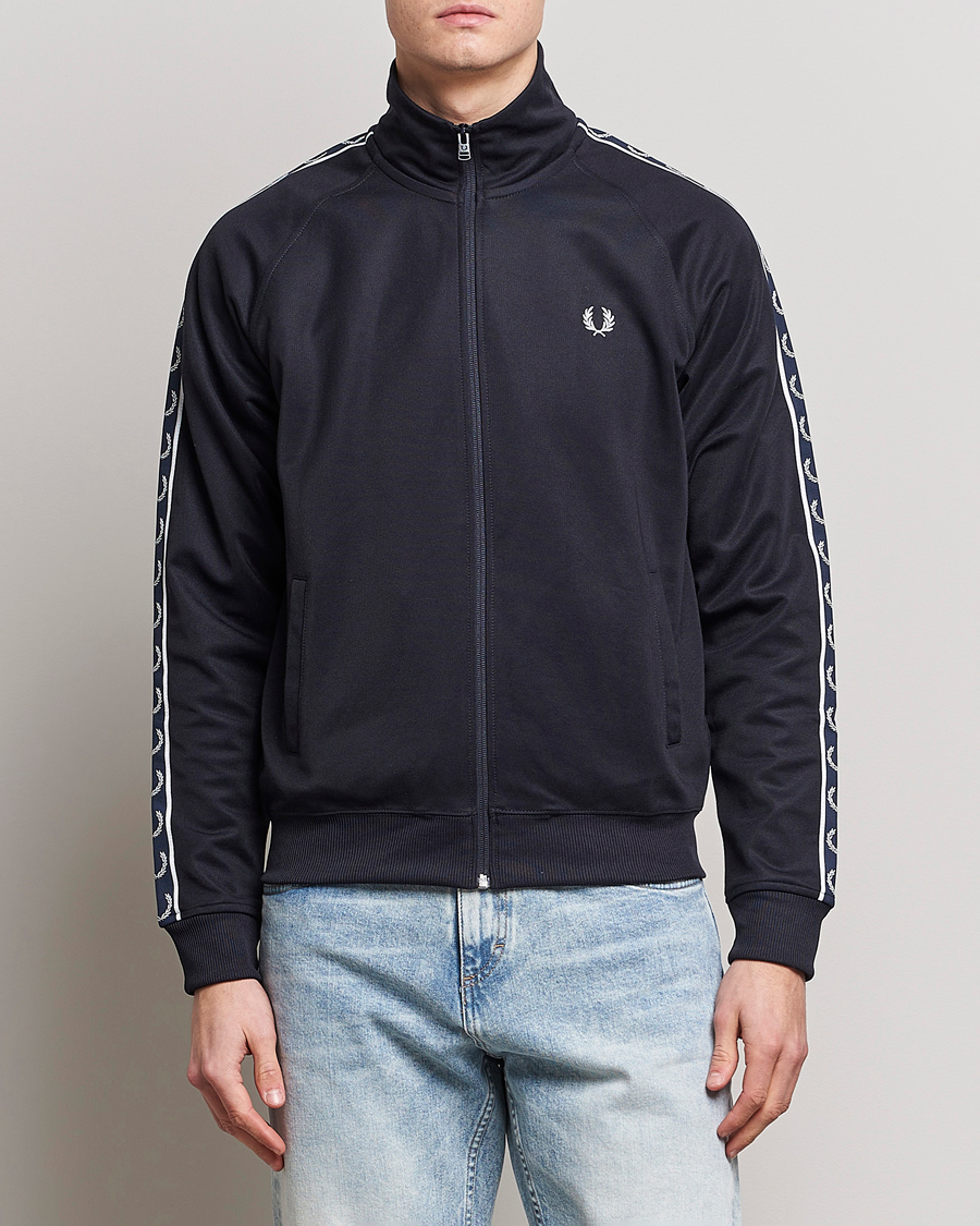 Herre | Gensere | Fred Perry | Taped Track Jacket Navy/White