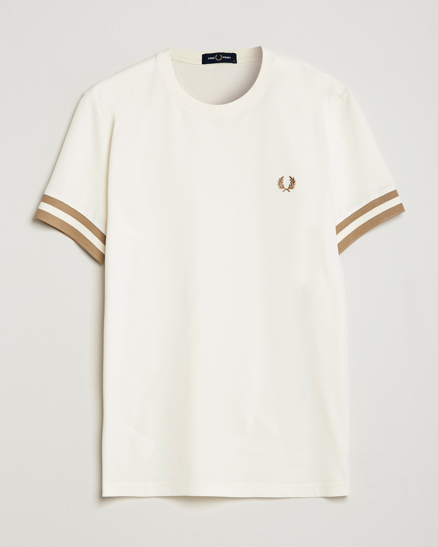Herre | T-Shirts | Fred Perry | Boled Tipped Pique T-Shirt Ecru