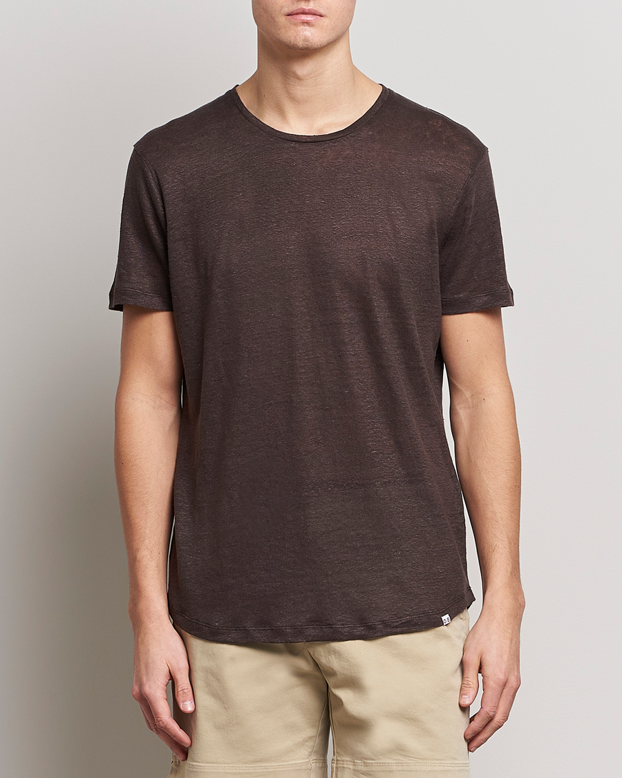 Herre | T-Shirts | Orlebar Brown | OB Linen Crew Neck Tee Truffle