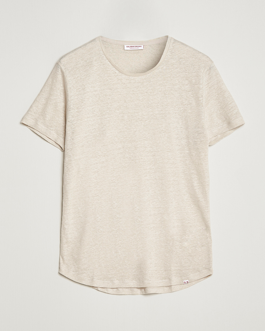 Herre | T-Shirts | Orlebar Brown | OB Linen Crew Neck Tee Pebble