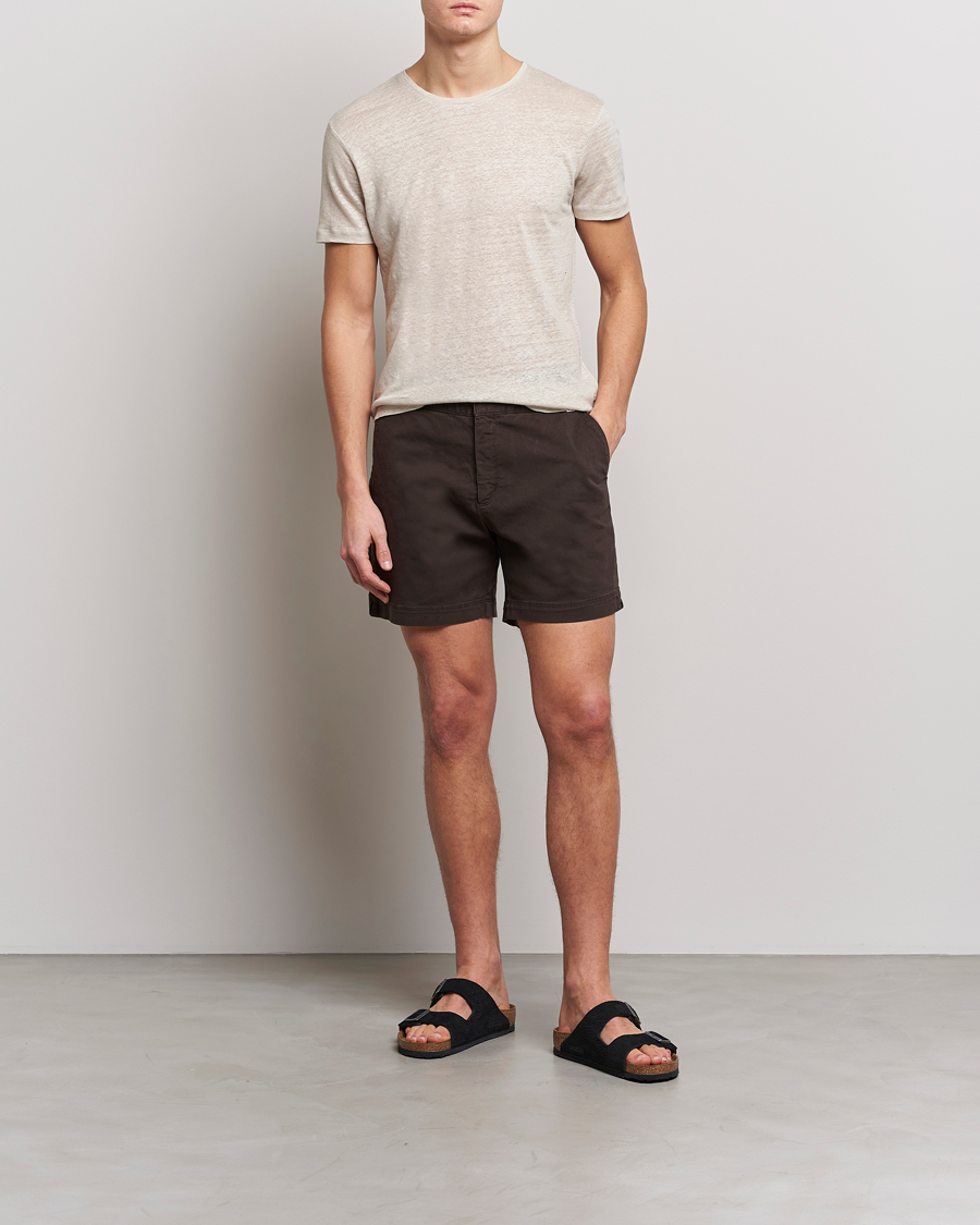Herre | T-Shirts | Orlebar Brown | OB Linen Crew Neck Tee Pebble