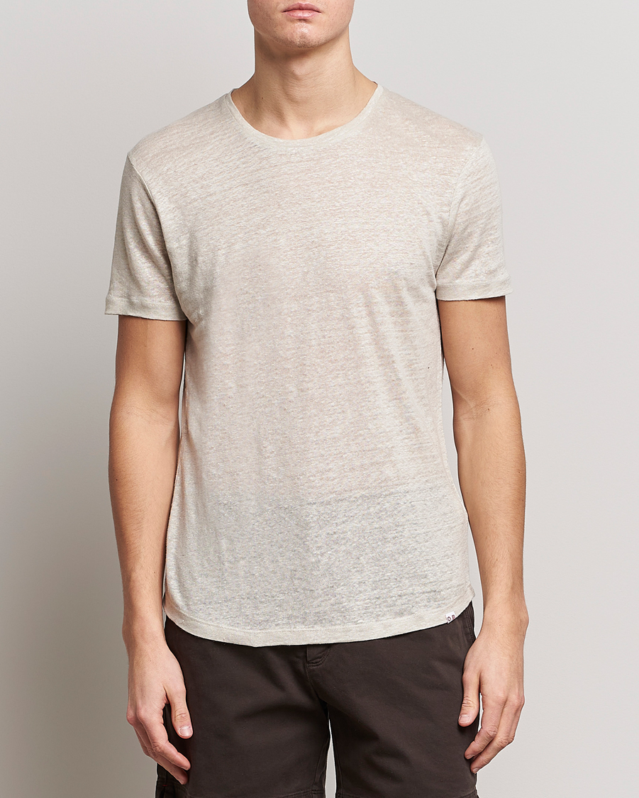 Herre | T-Shirts | Orlebar Brown | OB Linen Crew Neck Tee Pebble