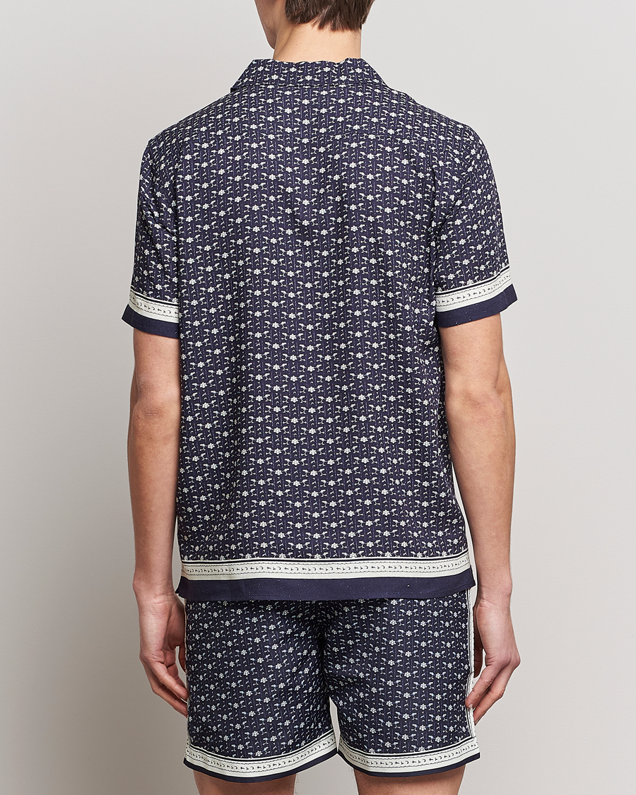 Herre | Skjorter | Orlebar Brown | Hibbert Bandana Viscose/Linen Shirt Dark Sapphire