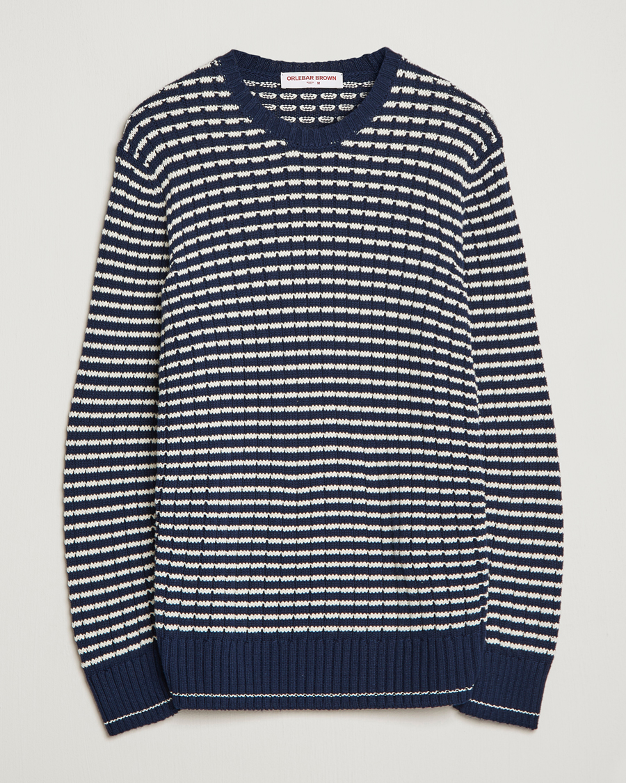 Herre | Gensere | Orlebar Brown | Lorca Organic Cotton Side Stripe Night Iris/Sea Mist