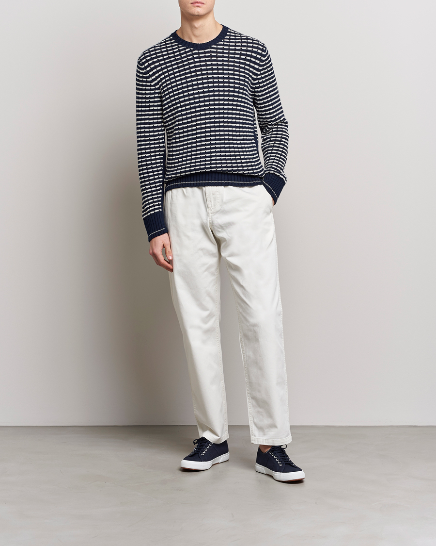 Herre | Gensere | Orlebar Brown | Lorca Organic Cotton Side Stripe Night Iris/Sea Mist